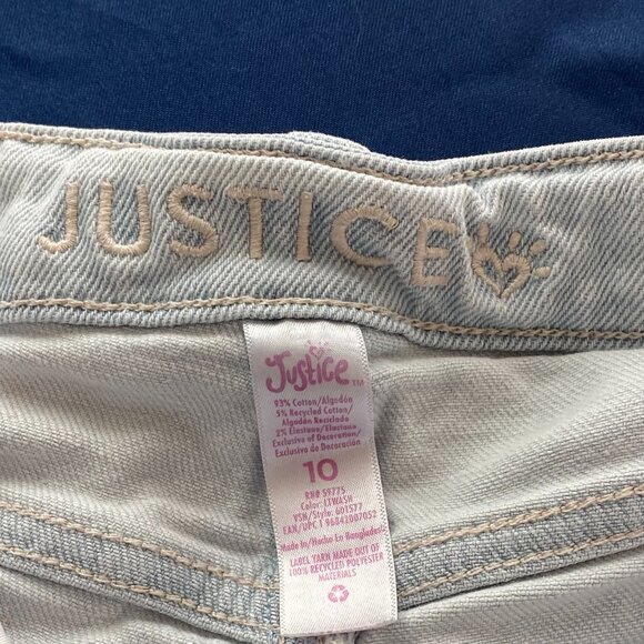 Girls Justice Distressed Lace Denim Jean Shorts mini mom shorts Size 10 Youth - Picture 2 of 6